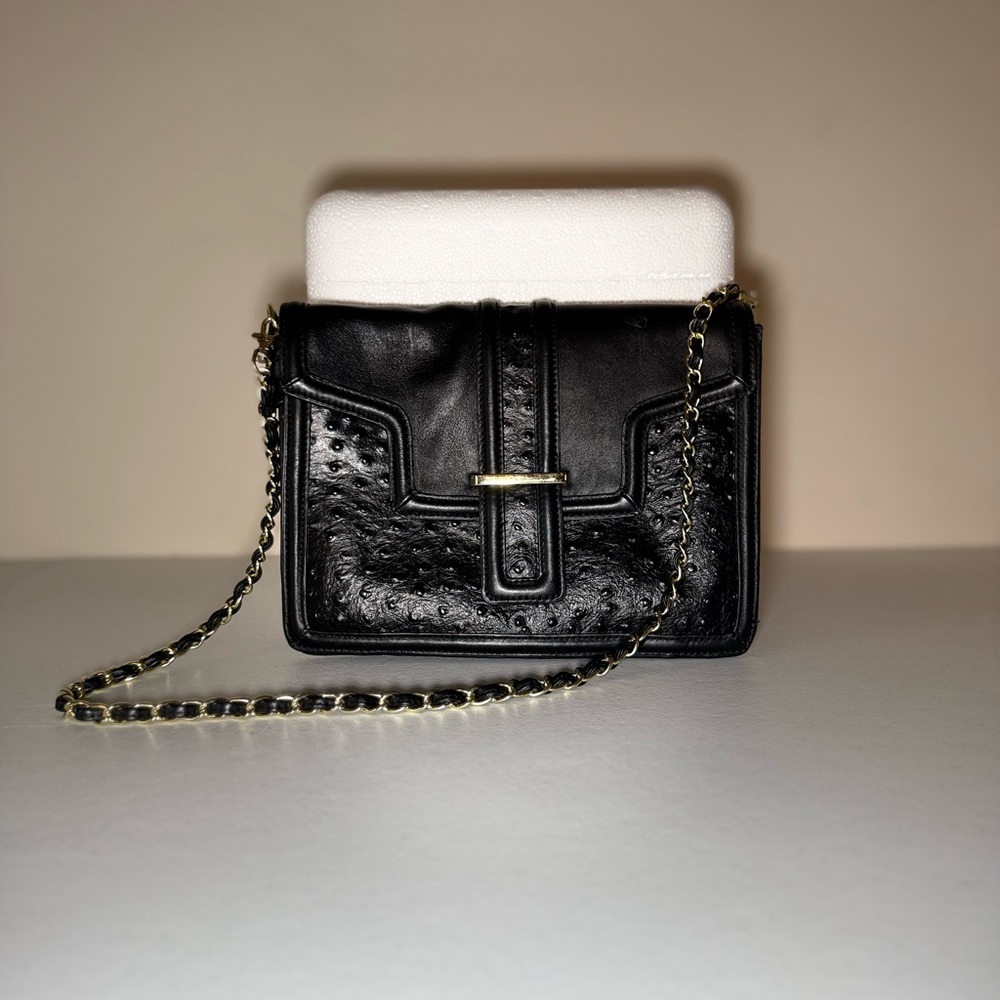 Paradox Black and Gold Crossbody Bag with Chain Strap